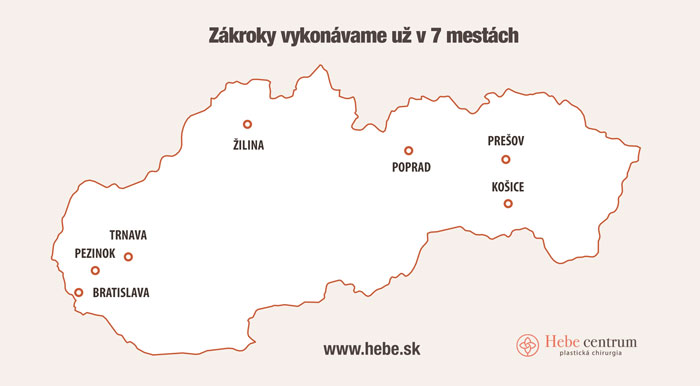 hebe centrum mapa kliník